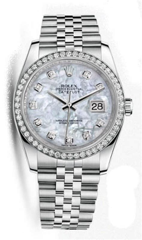 rolex 116244 white mop diamond dial fluted bezel oyster bracelet